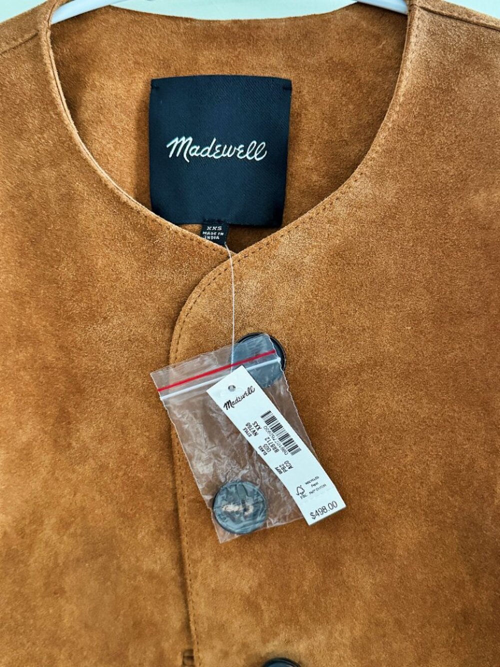 Sz XXS XX Small Madewell Crop Cardigan Jacket in Aged Cognac Suede Tan Madewell - Picture 2 of 6